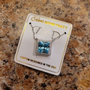 Blue  aquamarine necklace